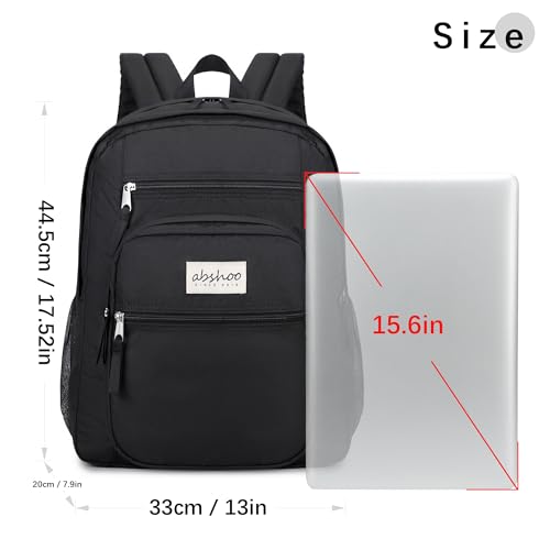 abshoo 34L Large Backpack for School Water Resistant Women Men Bookbag For College, Middle High School, Travel (Black) - color: Black
