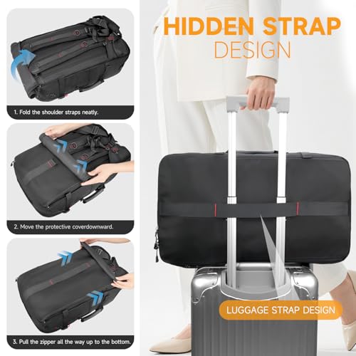 Travel Backpack for Men Women, Carry On Duffle Bag with Luggage Strap, USB Charging Port, Shoe Compartment, Dry-Wet Pocket, Clear Pocket,17 inch Laptop Heavy Duty Backpack for College Weekender Gym