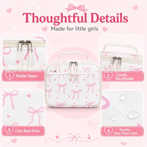 LEDAOU Lunch Box Kids Insulated Lunch Bag Girls Boys Toddler Reusable Lunchbox for School Picnic Hiking (Bow Tie) - color: Bow Tie