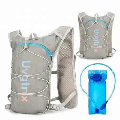 Hydration Vest Backpack with 2L Water Bladder, Lightweight Breathable Run Pack for Cycling Hiking Climbing Running - color: Grey
