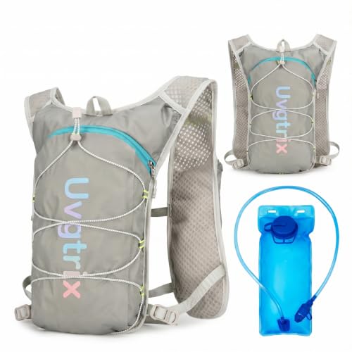 Hydration Vest Backpack with 2L Water Bladder, Lightweight Breathable Run Pack for Cycling Hiking Climbing Running - color: Grey