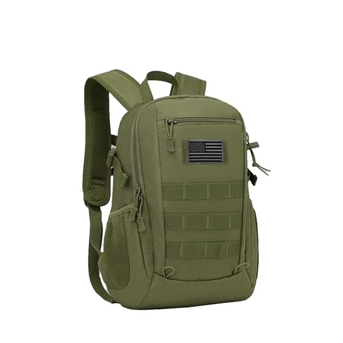 ArcEnCiel 10L/20L Mini X-Small Tactical Backpack MOLLE Daypack Gear Pack Camping Bag with Patch - color: Green, size: 10L