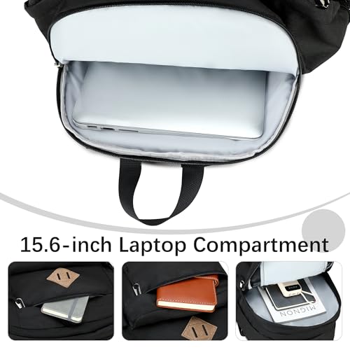 abshoo 32L Backpack for School College Bookbag Middle High School Backpacks Casual Daypack Travel Backpack (Black) - color: Black