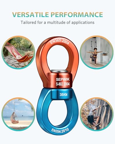 Swing Swivel, 35KN Swing Spinner, 360° Safety Rotational Device Hanging Accessory for Hanging Hammock, Web Tree Swing, Aerial Dance, Children's Swing - color: Orange Blue