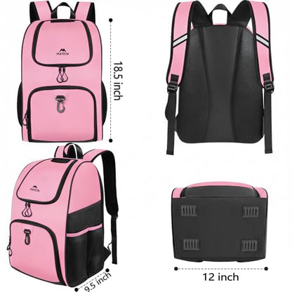 MATEIN Basketball Bag, Sturdy Soccer Bag with Ball Holder & Shoe Compartment, Large Basketball Backpack for Training Equipment, Water Resistant Sports Ball Backpack Fits Volleyball Football, Colorful - color: Black Pink