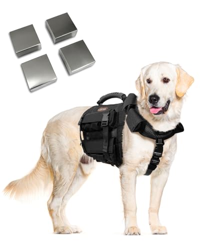 Weighted Dog Vest and Collar Set with 4 Removable 0.88 lb Weight Blocks, No Sand Filling, Training Gear for Medium and Large Dogs, Walking, Conditioning, Muscle Building-L