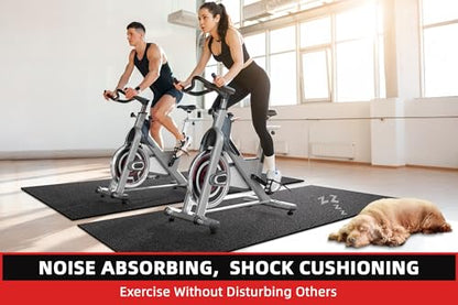 Treadmill Mat, 7'x3'/6'x3'/6'x2.5'/5.6'x2'/4'x2', 6mm Thick Exercise Equipment Gym Mat for Hardwood FloorCarpet, Compatible with Peloton Bike, Indoor Spin Bike, Elliptical - color: 84"x36"x6mm-black