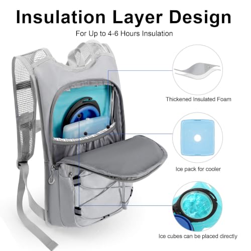 MIYCOO Hydration Backpack - Lightweight Hiking Water Backpack with 2L Water Bladder, Running Hydration Vest Backpack for Men Women, Hydration Pack for Hiking, Cycling, Climbing - color: Gray