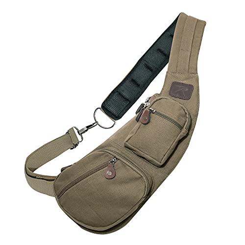 Rothco Vintage Canvas Crossbody Sling Bag – Compact Travel Shoulder Backpack 2L Storage - color: Vintage Olive Drab