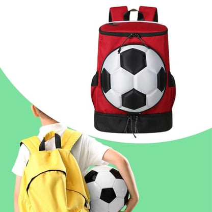Soccer Backpack with Compartment for Shoes And Ball Holder for Travel And Gym - color: Red Black