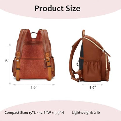 LORADI Lightweight Diaper Bag Backpack, Baby Shower Gifts, Brown | Stroller Clips, Insulated Pockets, Water-resistant, Easy to Clean, Durable - color: Brown