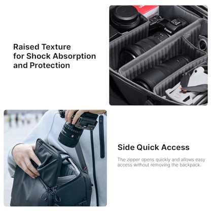 UURig ULANZI BP09 Traker Camera Backpack • 22L • Versatile Camera Travel Bag • Quick Access • Well Organized Professional Photography Storage • Shoulder Backpack • for Sony/Nikon DSLR Cameras - size: BP09 22L Shoulder Bag
