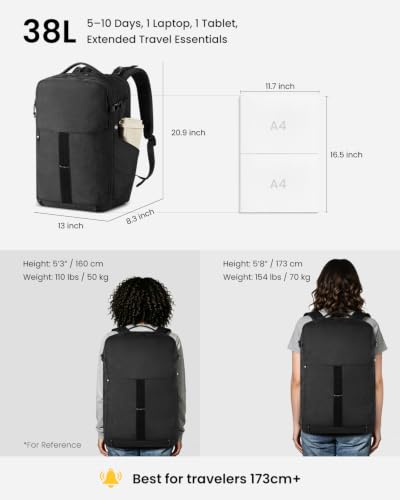 Portal 38L Travel Backpack for Extended Trips For men and women - size: 38L