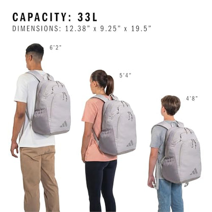 adidas Defender 5 Backpack for Sports, Gym, School and Travel, 33L, Grey Two/Grey Three, OSFA - color: Grey Two/Grey Three