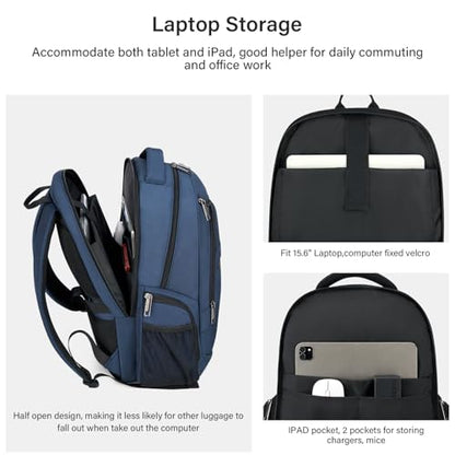 MILADA Travel Backpack For Men Laptop Backpack Women Business Carry On Backpack Airline Approved Fits 16.5 Inch Laptop Bag Work Backpack, Blue - color: Blue