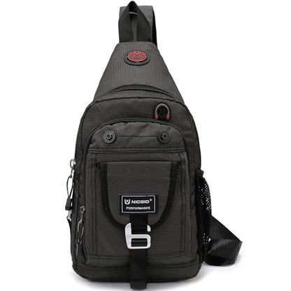 NICGID Sling Bag Chest Shoulder Backpack Crossbody Bags for Tablet Laptop Outdoor Hiking Men Women - color: Black-2664