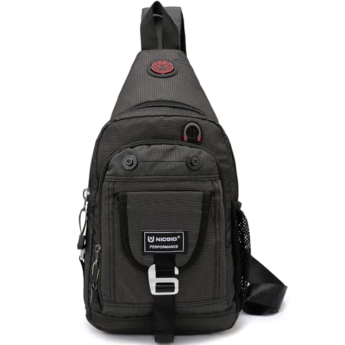 NICGID Sling Bag Chest Shoulder Backpack Crossbody Bags for Tablet Laptop Outdoor Hiking Men Women - color: Black-2664