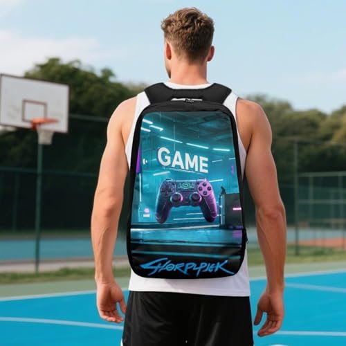 Basketball Backpack With Separate Ball Compartment And Shoes Fit Basketball Volleyball Football - color: Cyberpunk Game