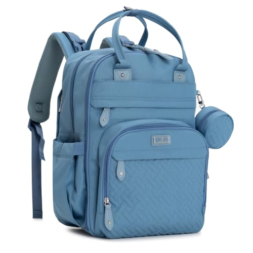BabbleRoo Diaper Bag Backpack - Baby Essentials Travel Tote - Multi function Water Resistant Diaper Bag, Travel Essentials Baby Bag with Changing Pad, Stroller Straps & Pacifier Case - Light Blue - color: Light Blue, size: Large