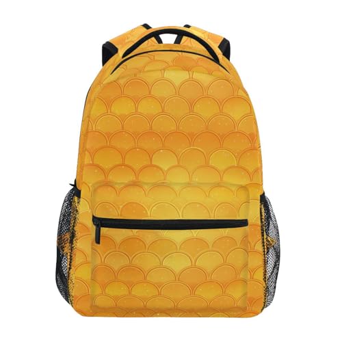 Laptop Backpack for Men Women Fashion Business Work Bag with Chest Strap Gift Men & Women Yellow Fish Scale Glittering - color: Multicolor05