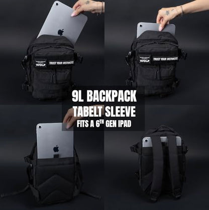 WOLFpak 9L Mini Tactical Backpack for Men & Women | Compact, Small Everyday Carry Bag for Gym, School, Travel | Durable, Water-Resistant Daypack with Molle System and Patch Panel (Nightshade Edition) - color: Nightshade Edition