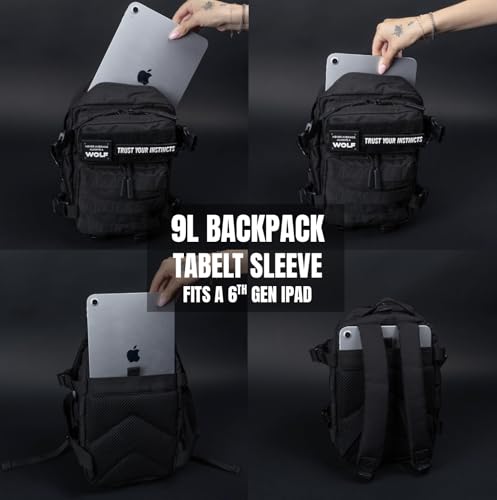 WOLFpak 9L Mini Tactical Backpack (Alpha Black) | Compact, Small Everyday Carry Bag for Gym, School, Travel | Durable, Water-Resistant Daypack with Molle System and Patch Panel - color: Alpha Black