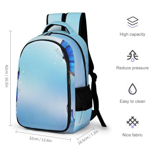 Business Anti Theft Laptop Backpack Sky Blue Butterfly, Waterproof Travel Computer Bag with Laptop Compartment Gifts for Men Women - color: Pattern (330)