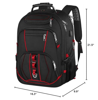 Travel Laptop Backpack,Extra Large 18.4 inch Gaming Laptop Backpacks,Big Capacity TSA Friendly RFID Anti Theft Pocket College unisex Heavy Duty Computer bag - color: Red