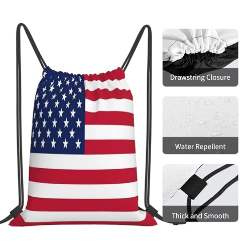 American Flag Drawstring Bag Sport Gym Backpack Beach Travel Sack Draw String Yoga Bag For Men Women - color: American Flag