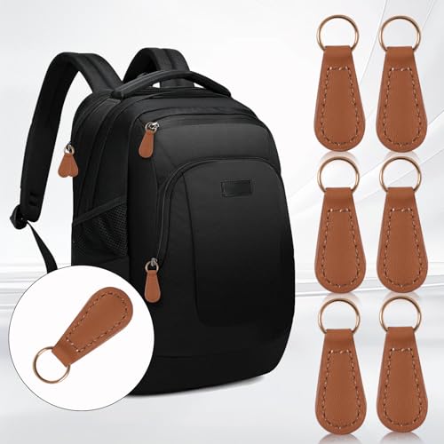 Deoward Zipper Pull Replacement PU Leather Zipper Tag Fixer Pull Repair for Backpacks, Jackets, Luggage, Purses, Suitcases, Handbags (6 PCS) - style: Zipper Pulls (Khaki)