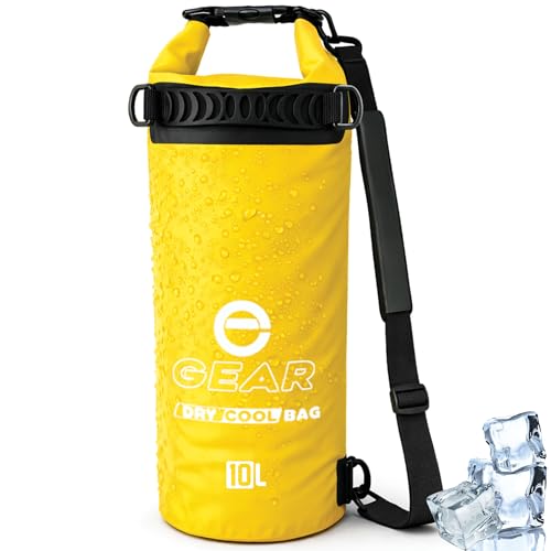 Enthusiast Gear Insulated Dry Bag Floating Cooler – 10L / 15L / 25L Roll Top, Leak Proof, Waterproof, Collapsible, with Padded Shoulder Strap - Perfect for Kayaking Fishing Beach - color: Yellow, size: 10 Liter