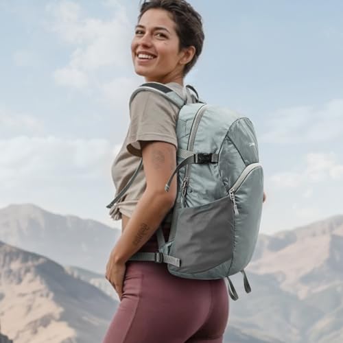 G4Free Hiking Backpack with Thickened Back Panel Packable 25L Lightweight Foldable Travel Daypack for Men Women(Grey) - color: Grey