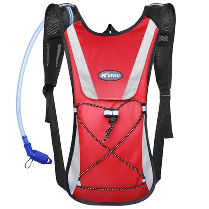 KUYOU Running Hydration Vest - Lightweight Insulated Hydration Backpack with 2L Water Bladder, Adjustable Chest Straps and Reflective Water Backpack for Running Marathon Race Hiking Cycling - color: Red