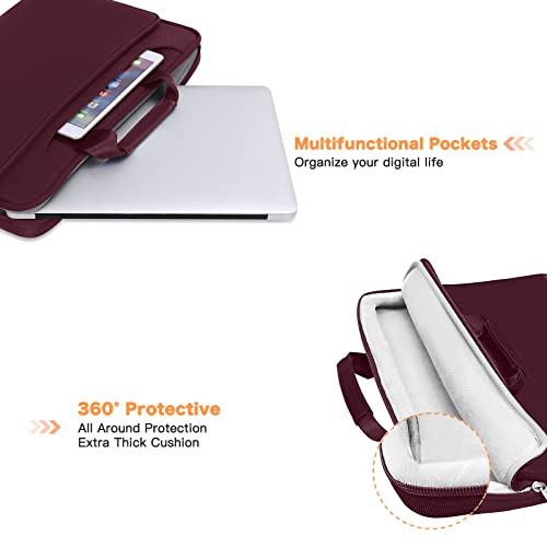 MOSISO 360 Protective Laptop Bag 13.3 inch, 13-14 inch Computer Bag Compatible with MacBook Air 13 inch/Pro 13 inch/Pro 14 inch,HP,Dell,Notebook, Laptop Carrying Case with Strap&Handle, Wine Red - color: Wine Red, size: 13.3 inch