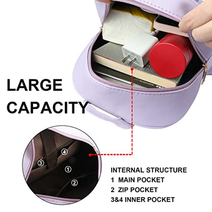 ZGWJ Mini Backpack Purse for Women - 3-Piece Set, Small PU Leather Bowknot Fashion Backpacks, Cute Casual Travel Daypacks - color: Purple-3pcs
