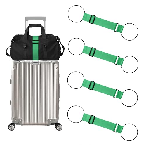 4 Pack Adjustable Luggage Straps for Add a Bag, Bungees Elastic Belt to Connect Suitcases, Luggage Connector Straps for Travel Essentials, Luggage Accessories Fastening Bag Strap - Green - color: Green, size: 4Pack