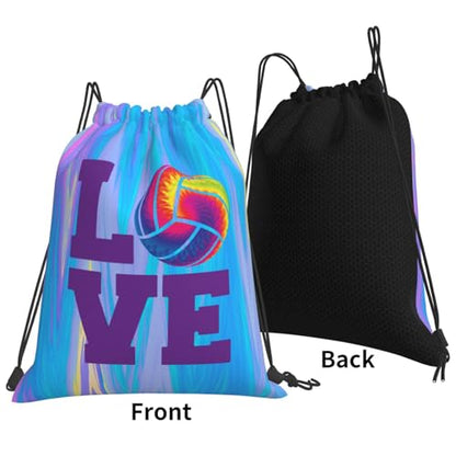 Love Volleyball Unisex Drawstring Backpack Bag Sport Gym Travel Swim Sackpack - color: Love Volleyball6