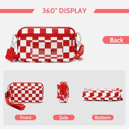 FODOKO Wristlet wallets for women Nylon Quilted Wallet with 4 Zippers,Travel Credit Card,Holder Cell Phone Organizer - color: Red