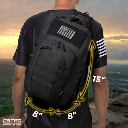 DBTAC Tactical Personal Defense EDC Bags & Packs | 10L Military Shoulder Backpack with Sling for Concealed Carry, Range, Travel, Hiking, Outdoor Sports (Charcoal Camo) - color: Charcoal Camo