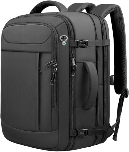 Travel Backpack,40L 50L Expandable Big Carry On Backpack Airplane Approved - color: Black, size: 17.3 inch (21"x13"x9")