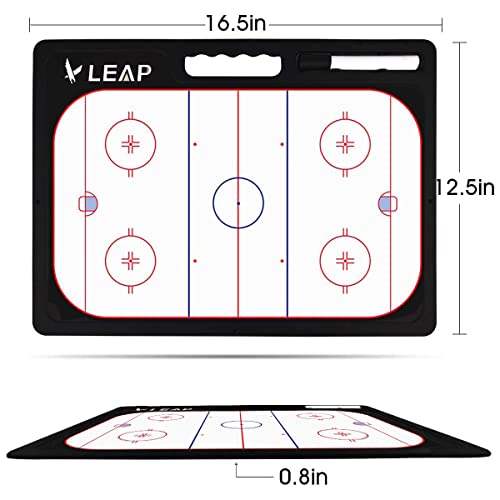 LEAP Coach Board Premium Tactical Clipboard Two Sides with Full & Half Court Dry Erase Marker Board for Basketball, Baseball, Soccer, Football, Hockey - color: Ice Hockey