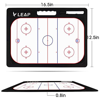 LEAP Coach Board Premium Tactical Clipboard Two Sides with Full & Half Court Dry Erase Marker Board for Basketball, Baseball, Soccer, Football, Hockey - color: Ice Hockey