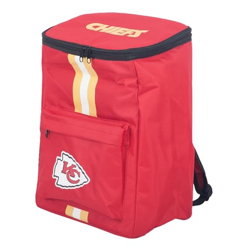 Cooler Backpack – Portable Soft Sided Ice Chest – Insulated Bag Holds 36 Cans - Football Gear – Show Your Team Spirit with Officially Licensed Fan Gear - style: Kansas City Chiefs