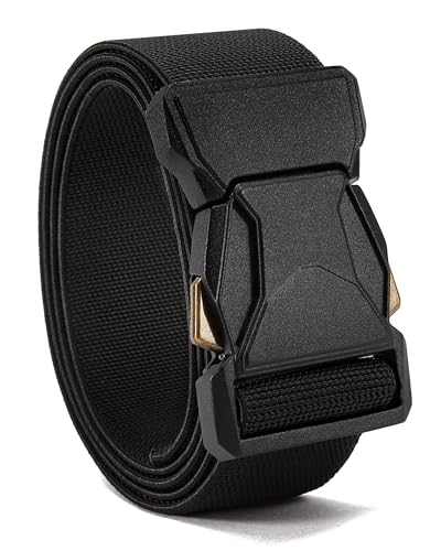 CHAOREN Tactical Belt - 1.5" Work Belt for Military EDC | Quick Release, Stretchy Nylon, Zinc Alloy Buckle, Heavy Duty, Hiking, EMT, EMS - color: Black, size: 26"-30" Waist Adjustable
