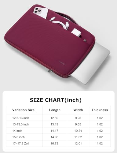 DOMISO 14 inch Laptop Case Sleeve Protective Cover Compatible with 15 inch MacBook Air M4 M3 M2,MacBook Pro,14-15 inch HP Dell ASUS Lenovo Chromebook,Waterproof Computer Cases Bag with Handle,Wine - color: Wine, size: 14" Laptop/15" for mac book