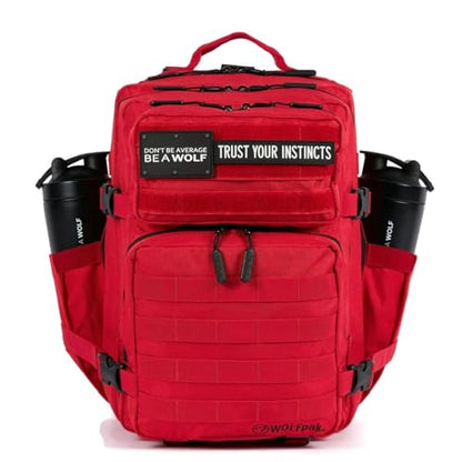 WOLFpak 35L Athletic Gym Backpack - Durable 1000D Waterproof Oxford Material with MOLLE Webbing, Laptop Pocket & Dual Cup Holders, Durable Fitness/Travel/Military Daypack (Elite Red) - color: Elite Red
