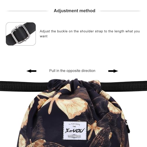 XEYOU Drawstring Sports Backpack Lightweight Gym Yoga Sackpack Shoulder Rucksack Casual Outdoor Daypack for Women and Men | Lightweight - color: Butterfly