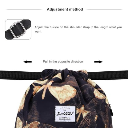 XEYOU Drawstring Sports Backpack Lightweight Gym Yoga Sackpack Shoulder Rucksack Casual Outdoor Daypack for Women and Men | Lightweight - color: Butterfly