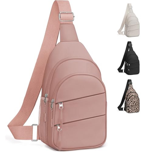 Tuwubi Crossbody Bags for Women, Sling Bag for Men, Small Hiking Backpack Anti Theft Lightweight for Outdoors Travel (L, Pink) - color: Pink, size: Large
