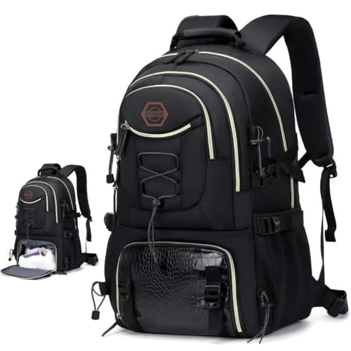 Spacious And Lightweight Outdoor Travel Backpack Featuring a Shoe Compartment - Ideal for Hiking, Camping, And (Black) - color: Black